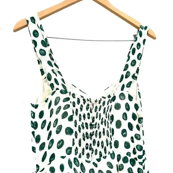 Reformation Fulton Midi Dress Green Polka Dot Slit Tapioca 8 Spring Leopard - Picture 9 of 12